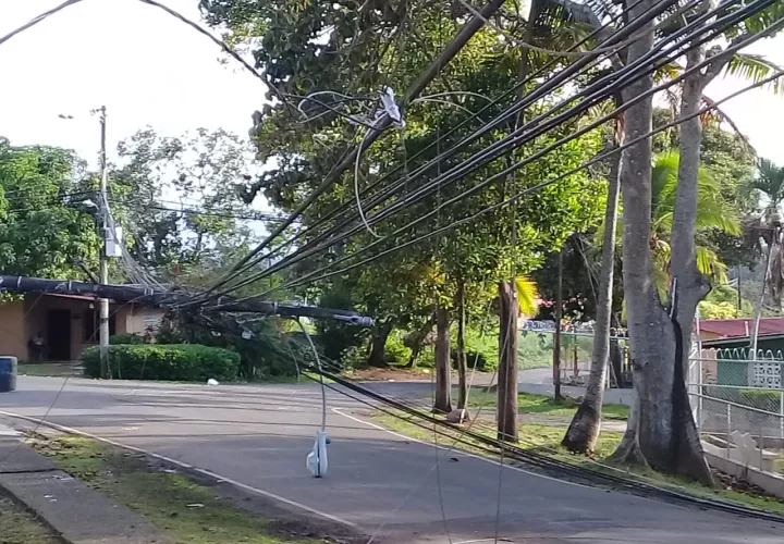 Area donde ocurrió la caída del poste 