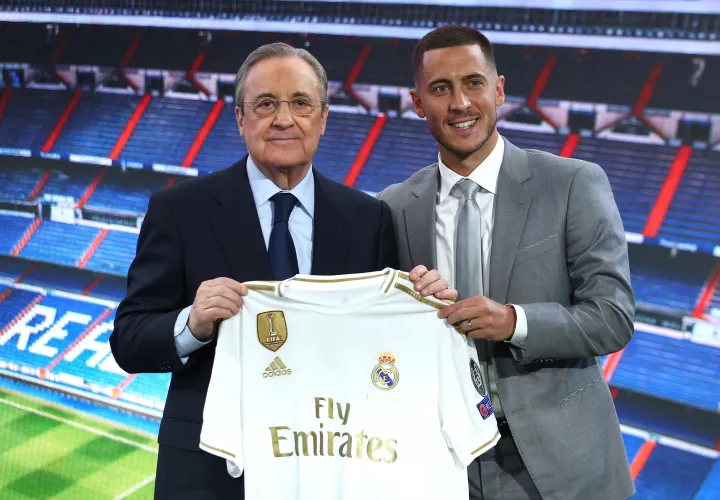 Eden Hazard y Florentino Pérez / EFE 