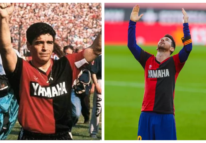 Messi celebró con la camiseta de Newell&#039;s.