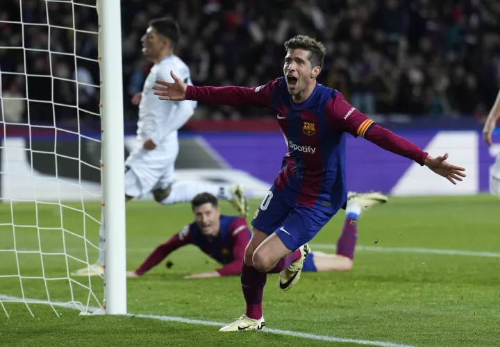 Sergi Roberto, celebra el tercer gol del equipo blaugrana. /Foto: EFE